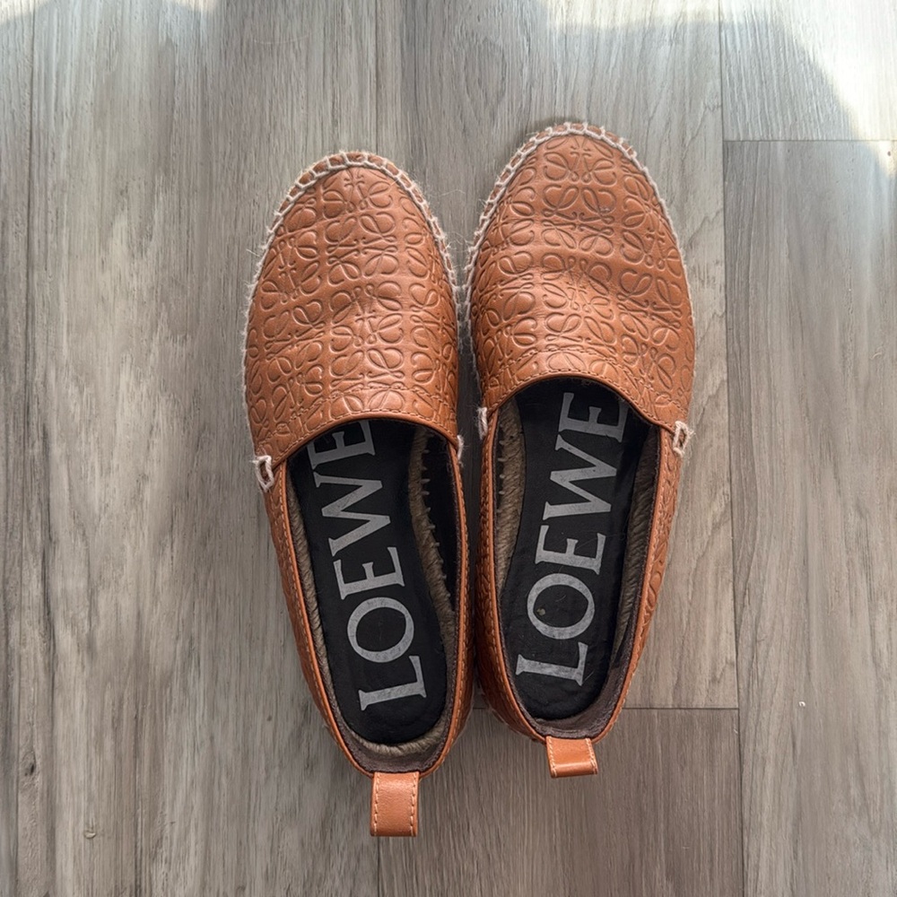 Loewe Calfskin Embossed Leather Espadrilles